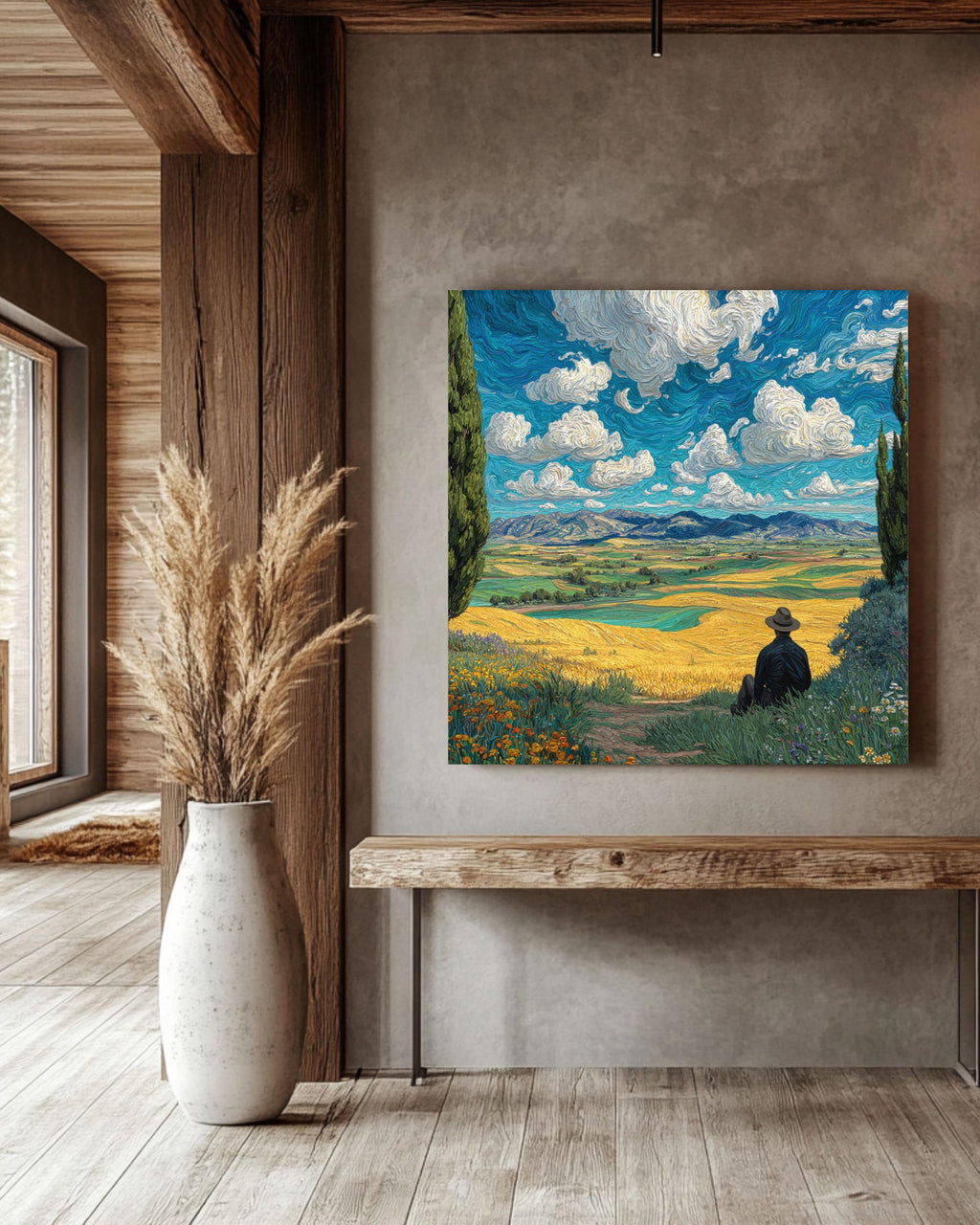 Van Gogh Inspired Tuscany Landscape Print, Textured Impressionism Wall Art