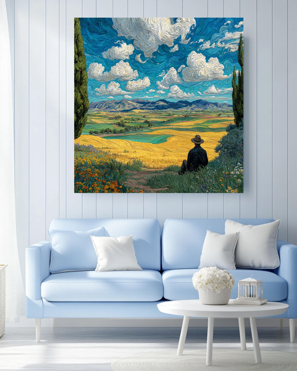 Van Gogh Inspired Tuscany Landscape Print, Textured Impressionism Wall Art