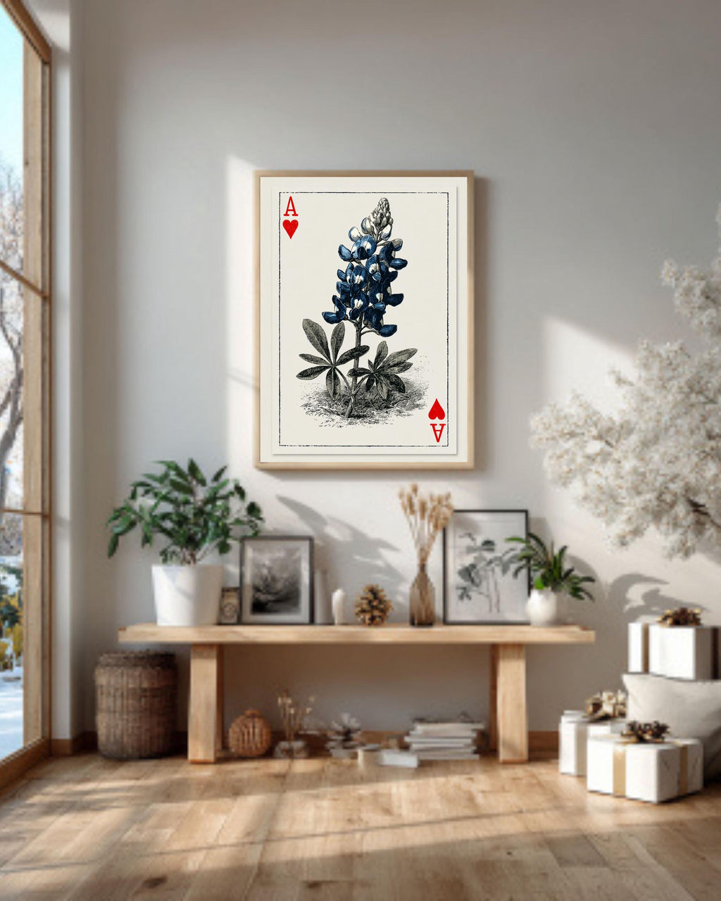 Ace of Hearts Lupine Flower Print: Vintage Botanical Art