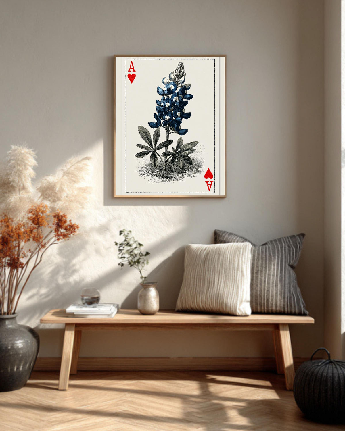 Ace of Hearts Lupine Flower Print: Vintage Botanical Art