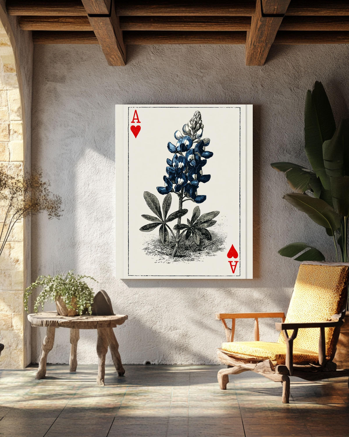Ace of Hearts Lupine Flower Print: Vintage Botanical Art