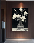 Magnolia Engraving Print: Botanical Sketch Canvas, Dark Academia Wall Art