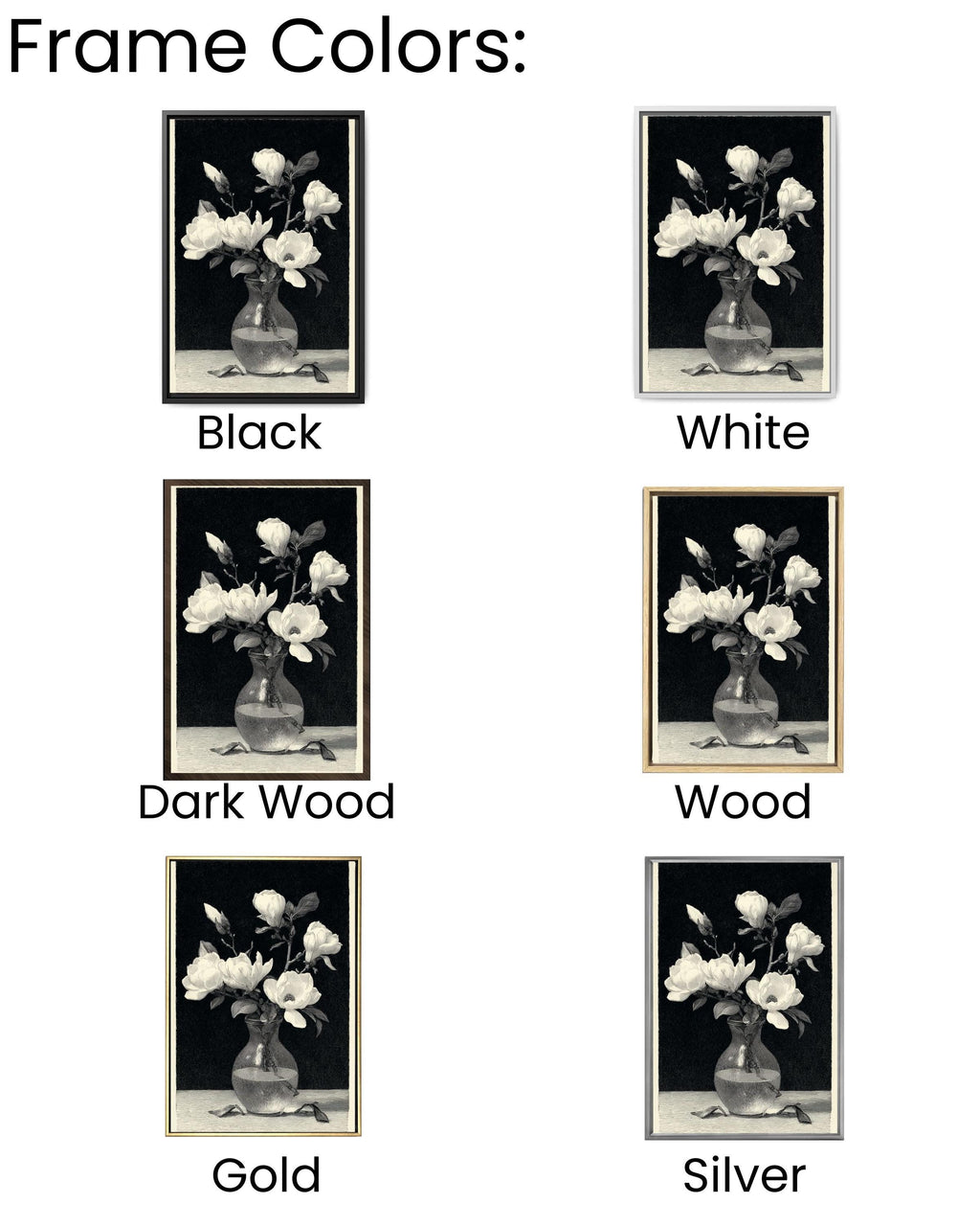 Magnolia Engraving Print: Botanical Sketch Canvas, Dark Academia Wall Art