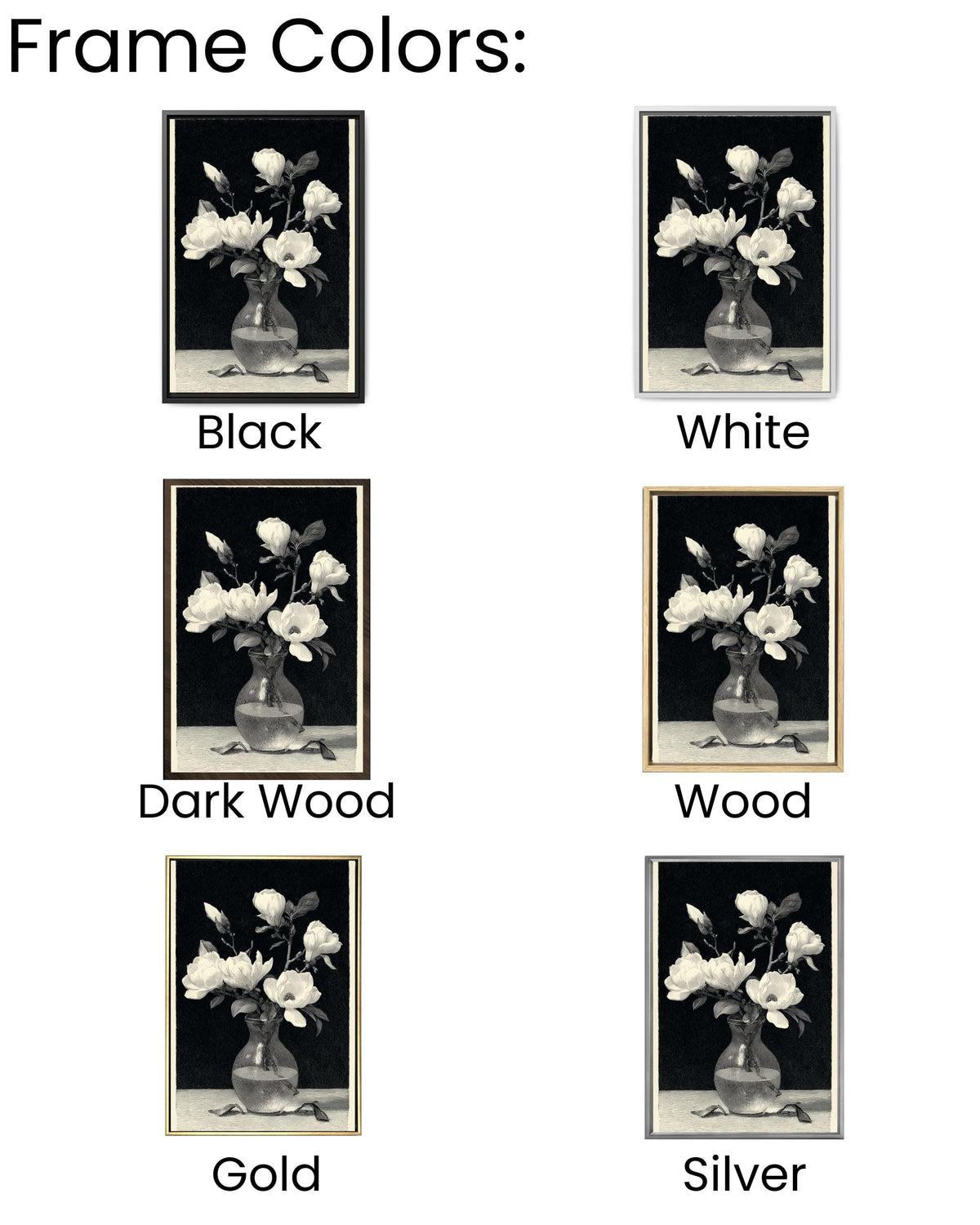 Magnolia Engraving Print: Botanical Sketch Canvas, Dark Academia Wall Art