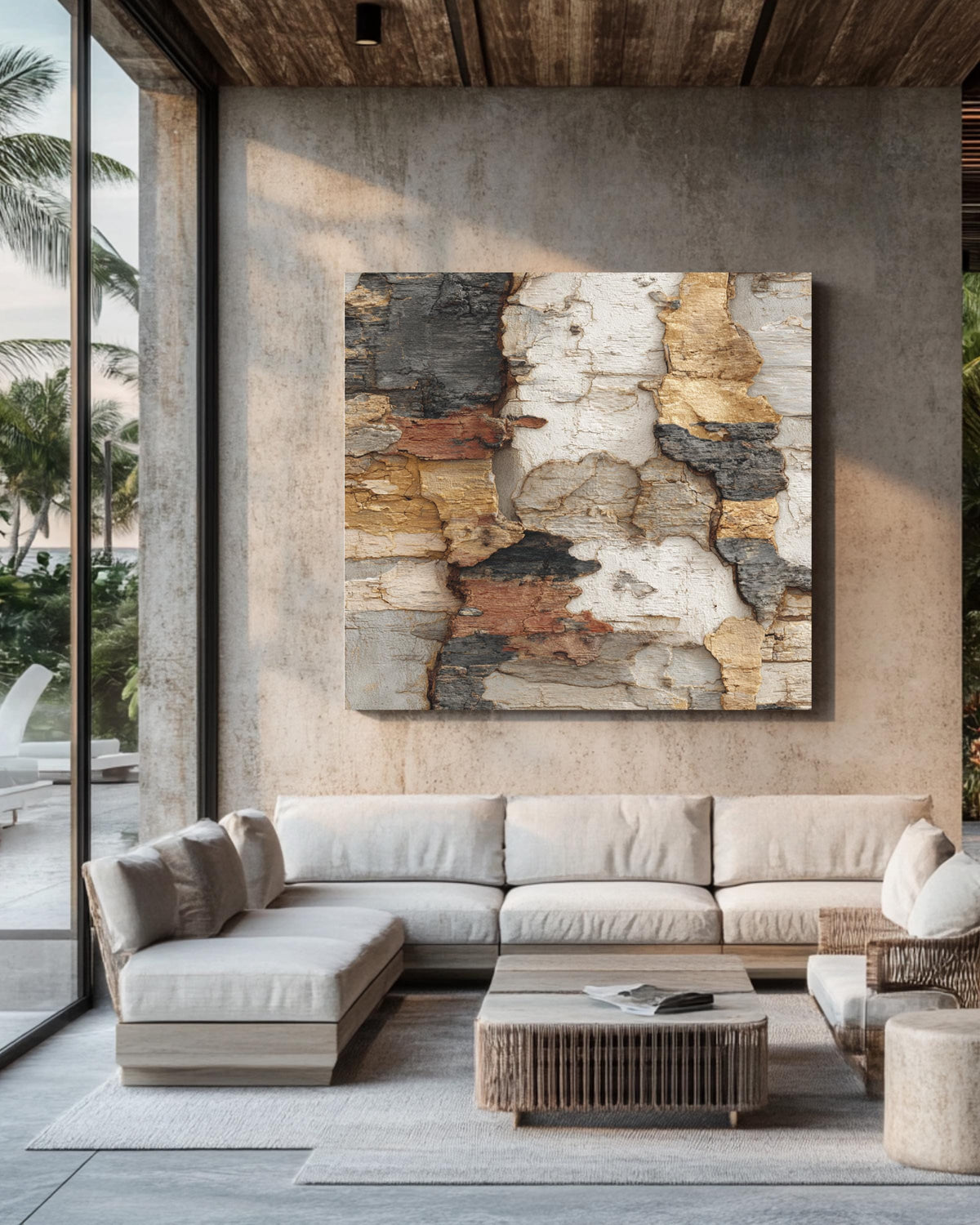 Earthy Bark Texture Wall Art | Japandi Wabi-Sabi Abstract Nature Print, Neutral Organic Minimalist Poster, Textured Brown Canvas