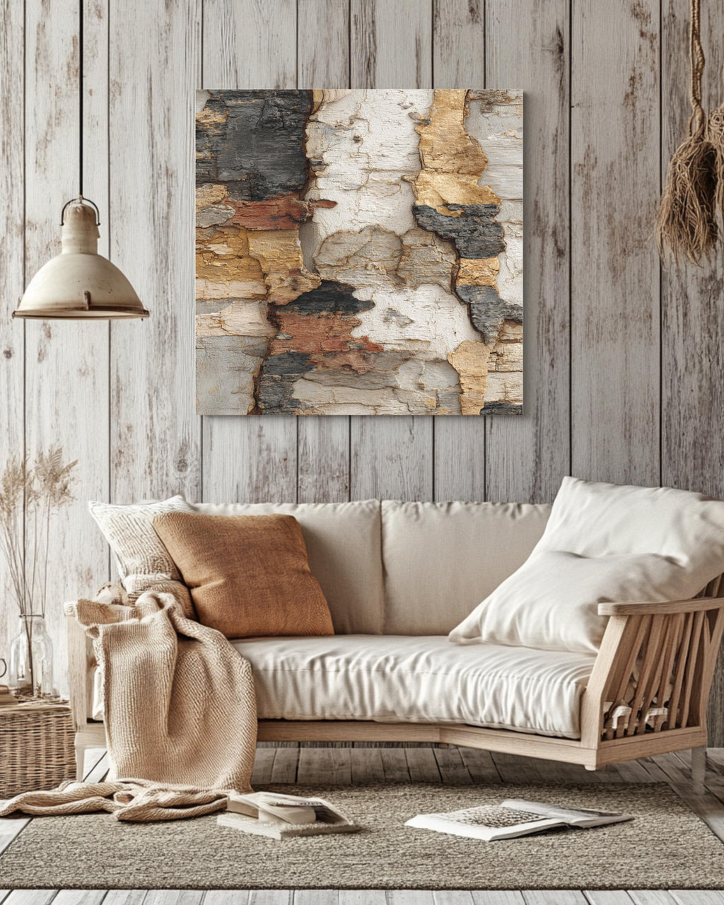 Earthy Bark Texture Wall Art | Japandi Wabi-Sabi Abstract Nature Print, Neutral Organic Minimalist Poster, Textured Brown Canvas