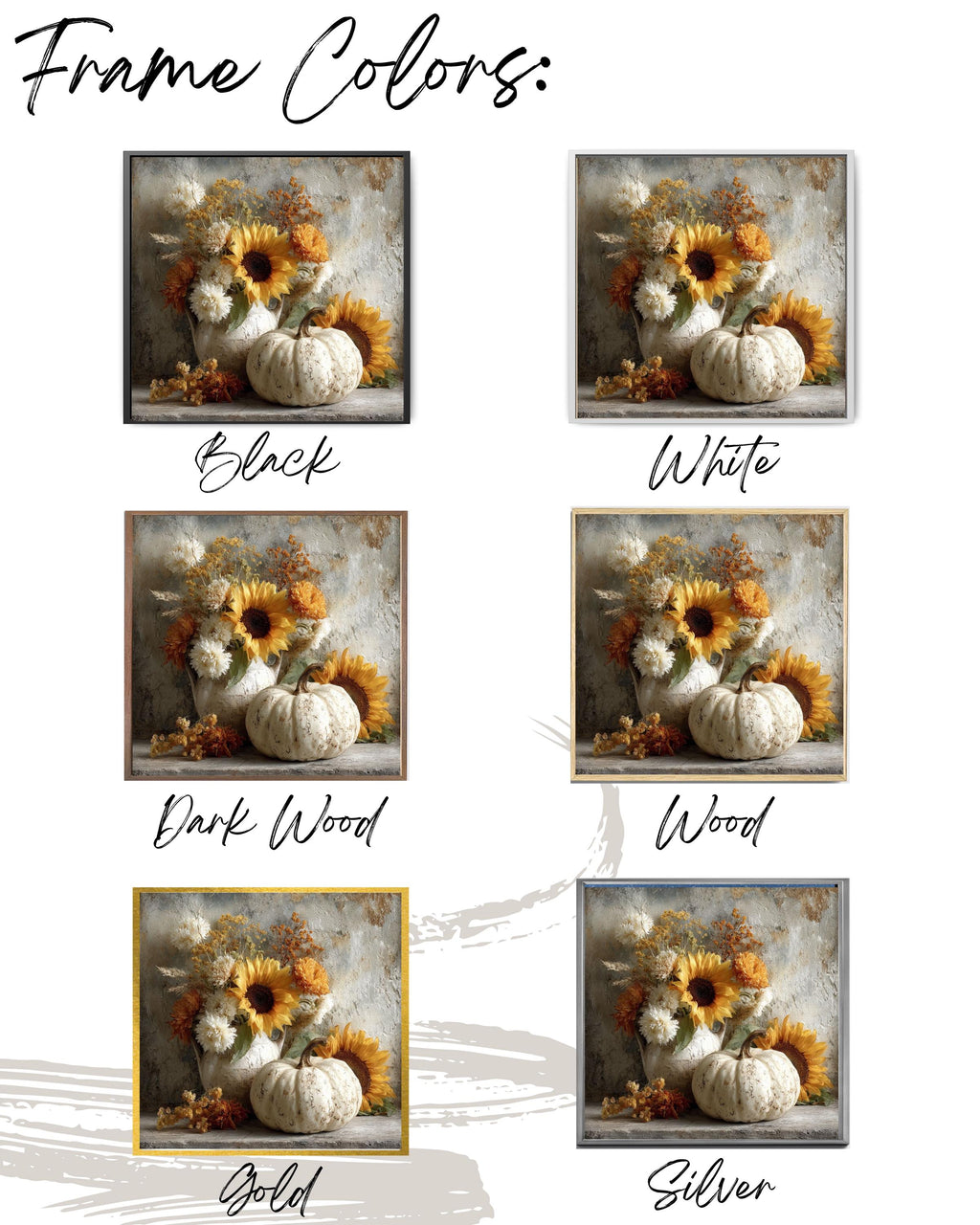 Rustic Autumn Still Life Canvas Print, White Pumpkin, Sunflower, Fall Decor