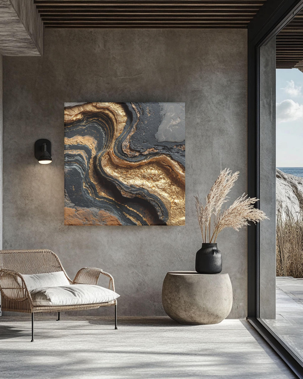 Black Gold Marble Texture Canvas Print, Luxury Geode Wall Art