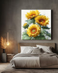Watercolor Sunflower Canvas Print, Botanical Farmhouse Wall Art