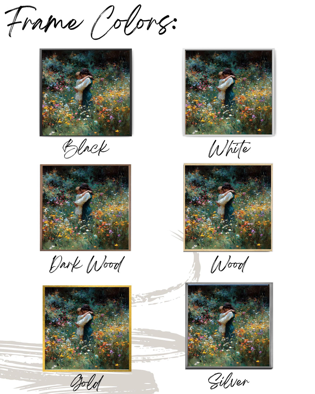 Impressionist Mother and Child Canvas Print, Wildflower Field Painting