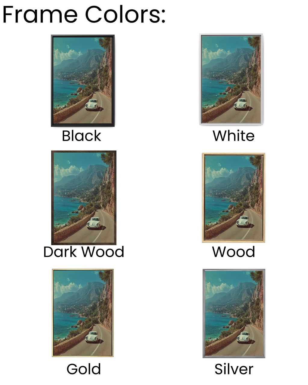 Vintage Porsche Coastal Road Canvas Print: Mid-Century Modern Car Wall Art