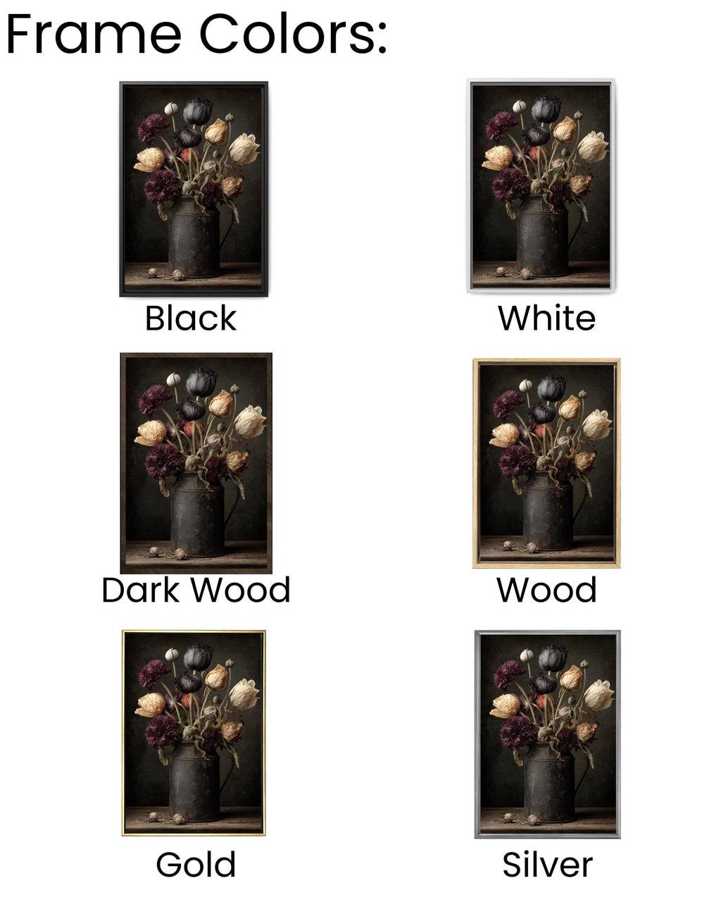 Dark Botanical Canvas Print, Moody Floral Still Life, Rustic Gothic Wall Art