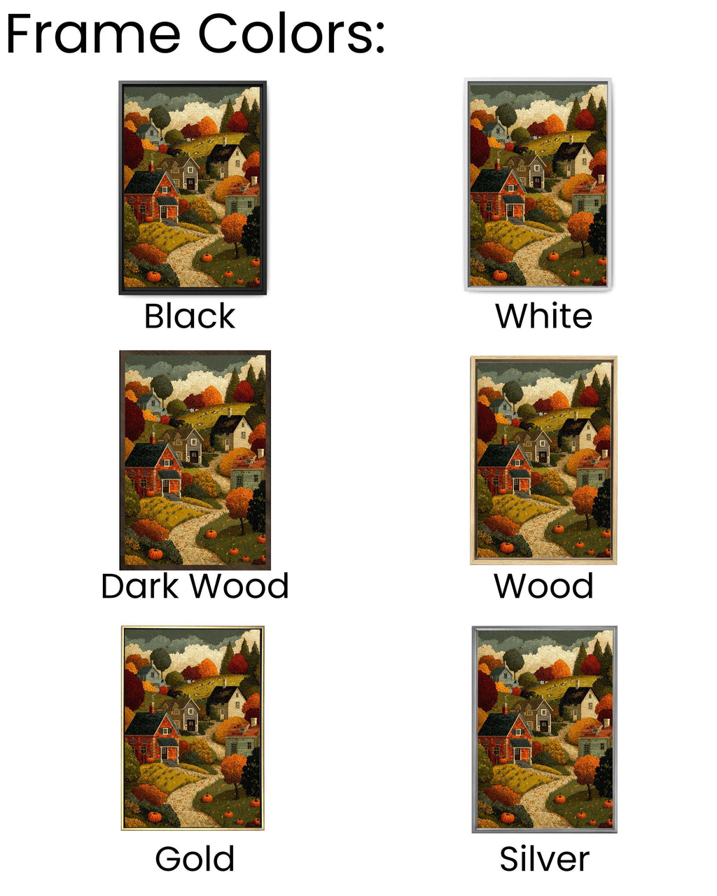 Autumn Village Canvas Print: Mosaic Fall Landscape, Thanksgiving Home Decor