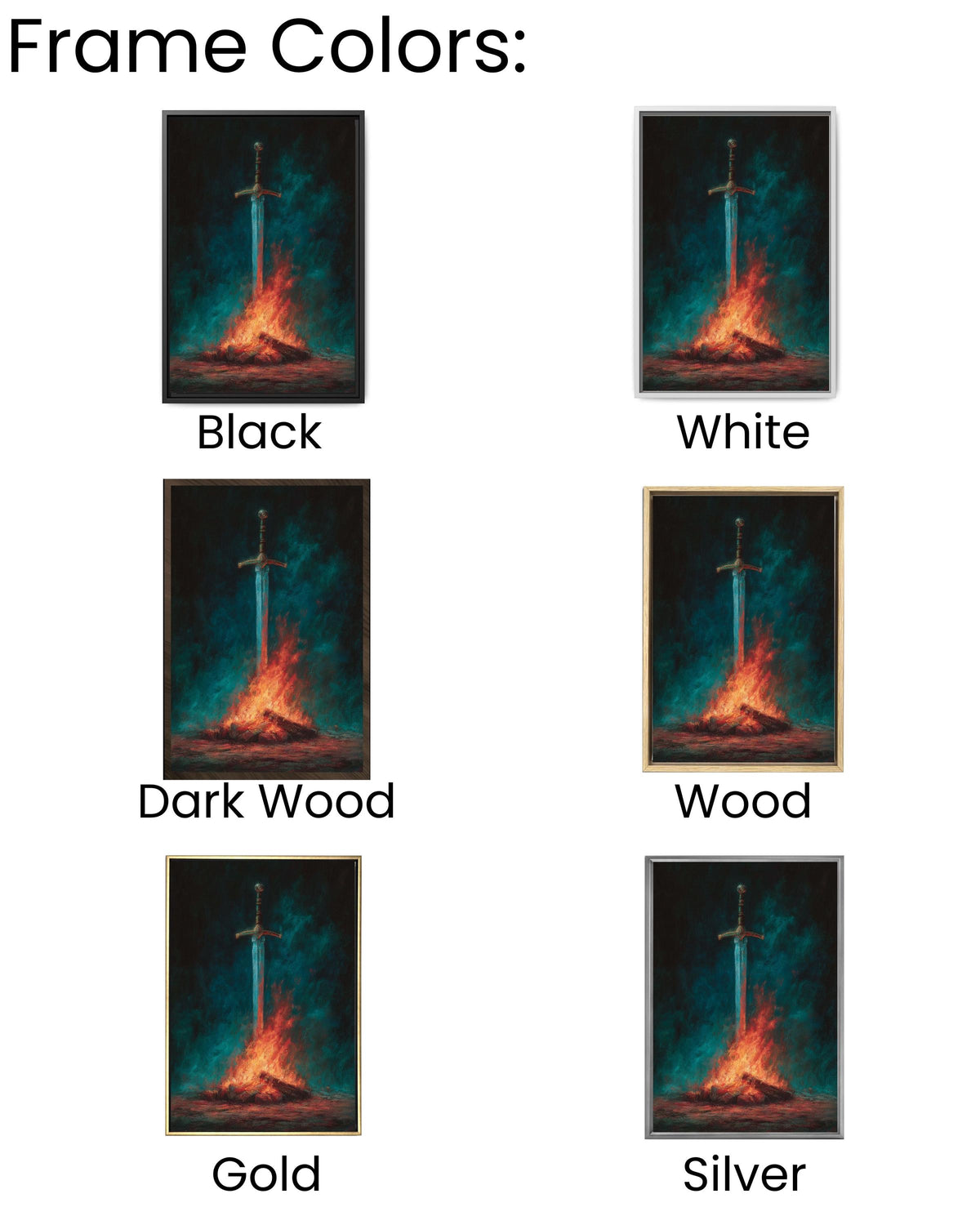 Glowing Sword Canvas Print, Dark Fantasy Art, Gothic Decor