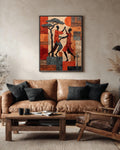 Vibrant African Tribal Pattern Wall Art | Abstract Acacia Trees and Water Well Motifs in Earthy Tones | Cultural Ethnic Design Poster Canvas