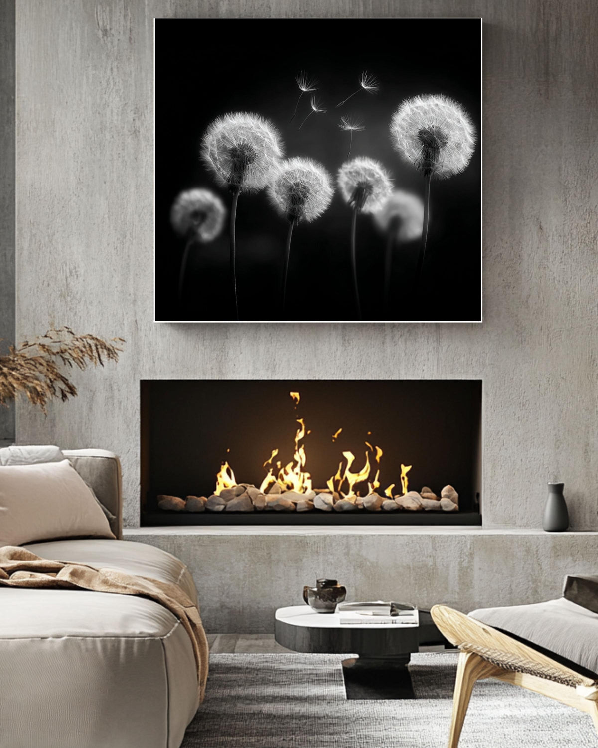 Monochrome Dandelion Seed Canvas Print | Minimalist Wall Art
