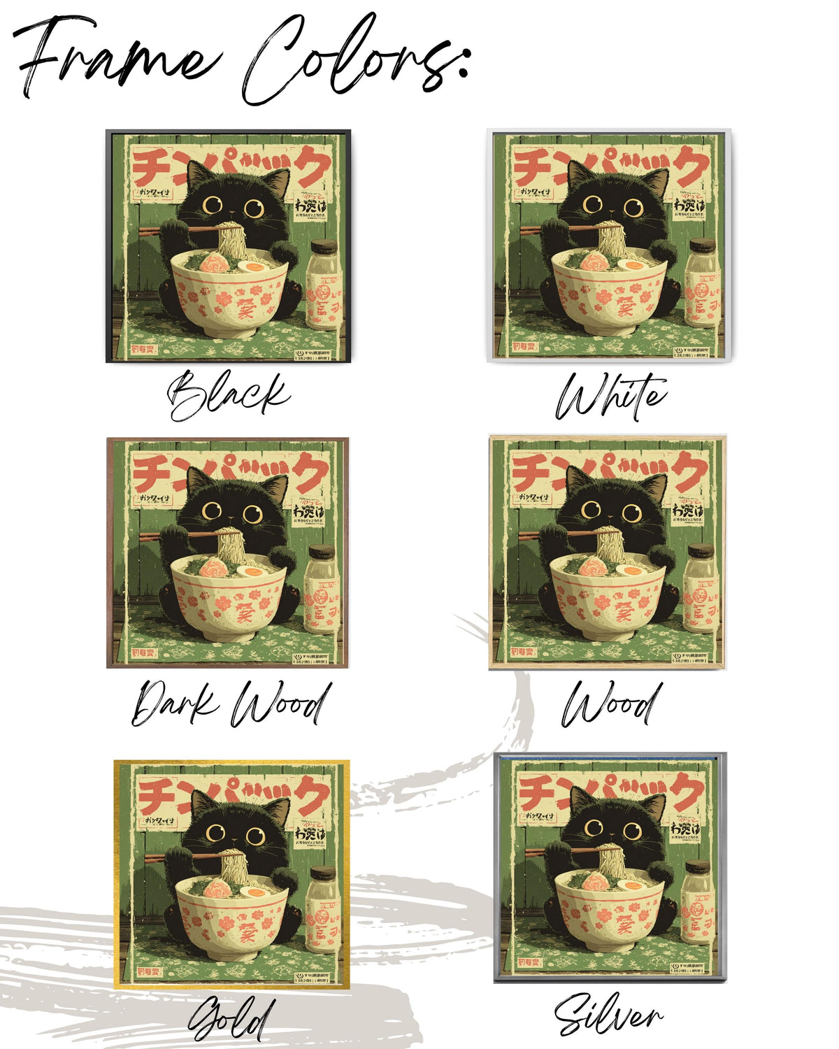 Kawaii Black Cat Ramen Canvas Print | Vintage Japanese Kitchen Art
