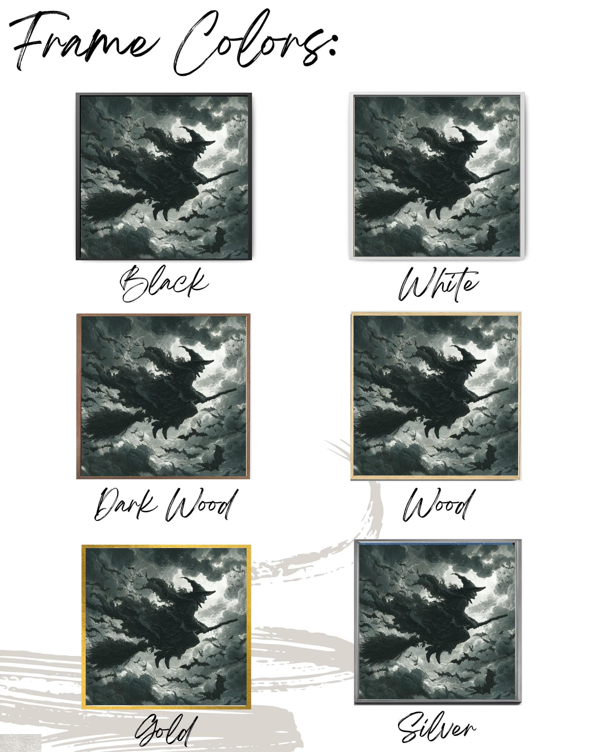 Witch Flying Canvas Print | Dark Fantasy Gothic Halloween Art