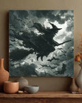 Witch Flying Canvas Print | Dark Fantasy Gothic Halloween Art