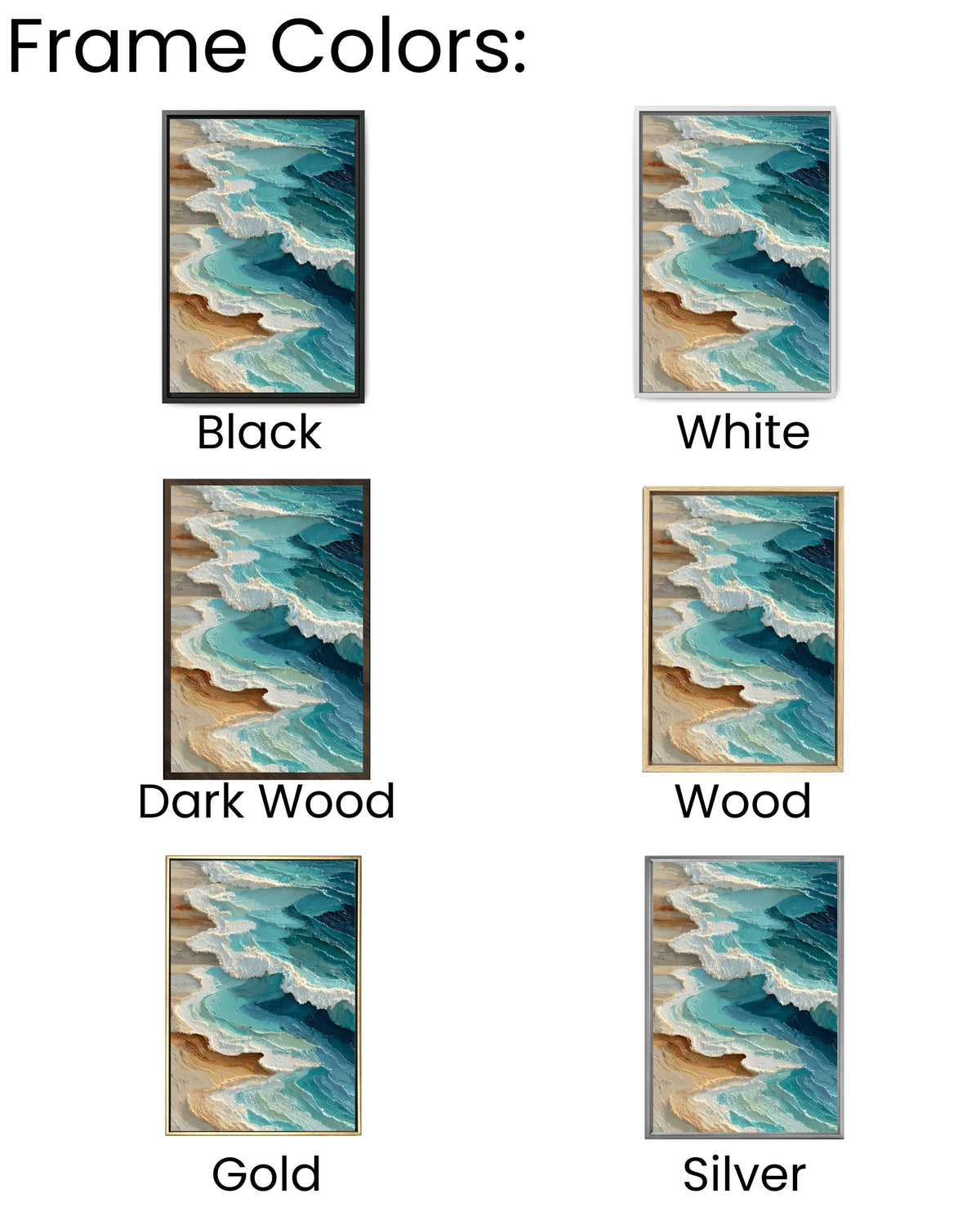 Textured Coastal Waves Canvas Print | 3D Impasto Ocean Art