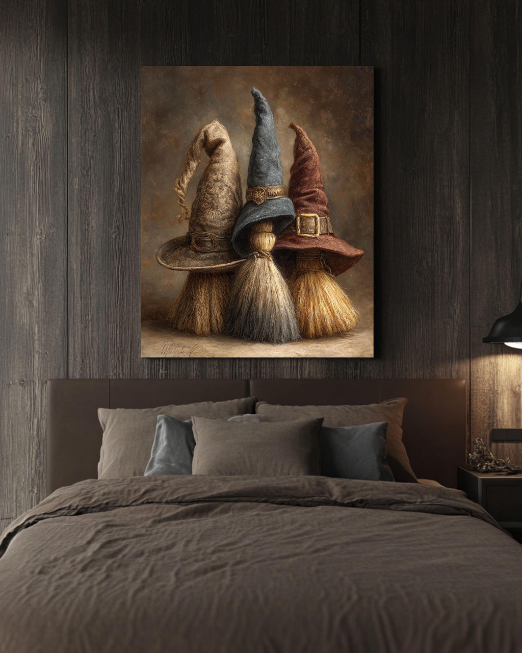 Vintage Witch Hats Canvas Print | Dark Academia Halloween Art