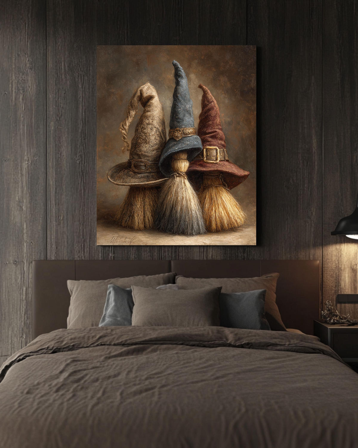 Vintage Witch Hats Canvas Print | Dark Academia Halloween Art