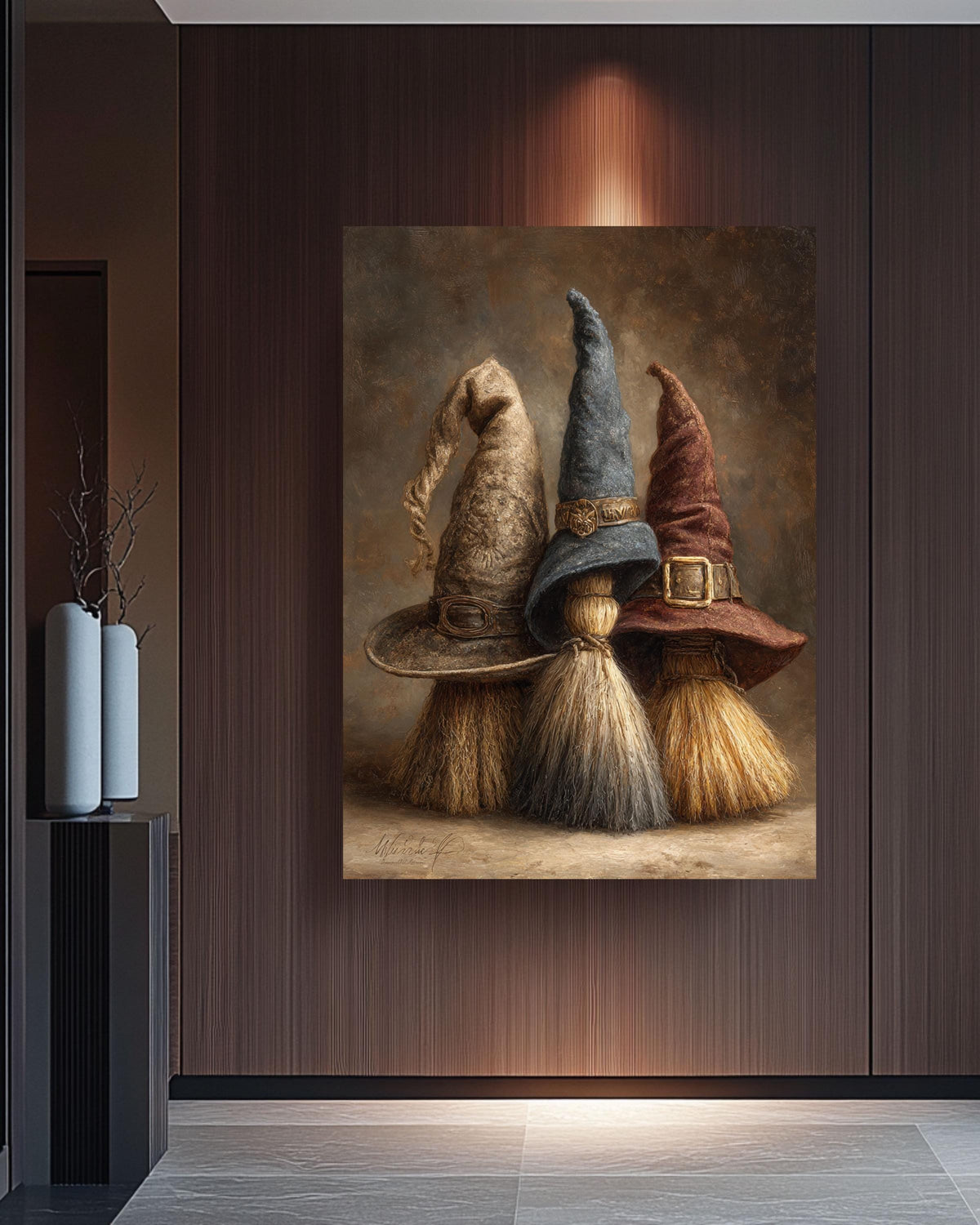 Vintage Witch Hats Canvas Print | Dark Academia Halloween Art