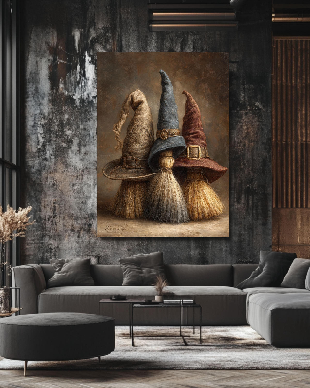 Vintage Witch Hats Canvas Print | Dark Academia Halloween Art