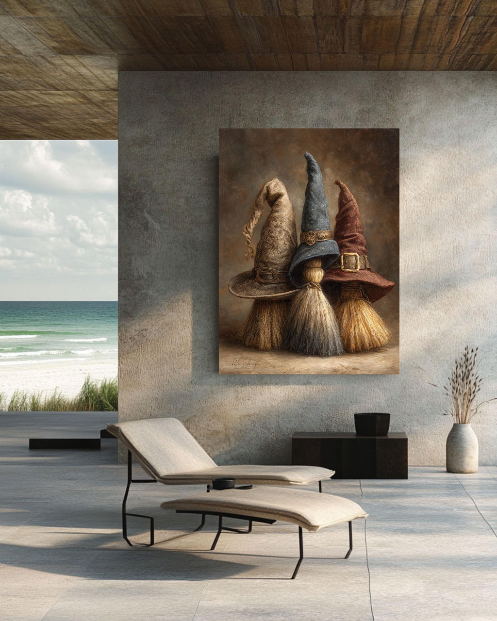 Vintage Witch Hats Canvas Print | Dark Academia Halloween Art