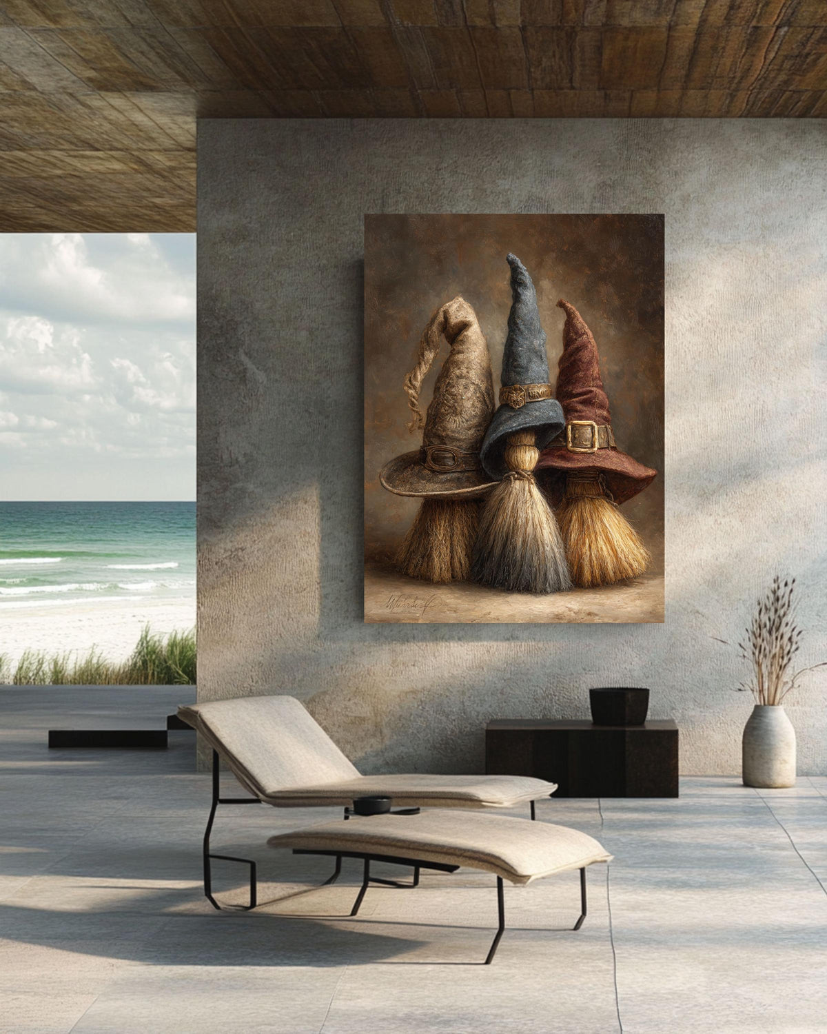 Vintage Witch Hats Canvas Print | Dark Academia Halloween Art
