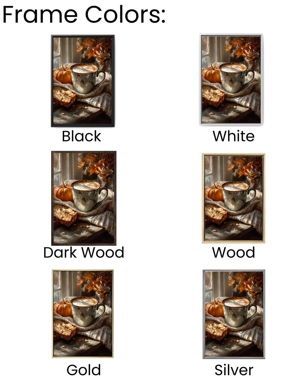 Pumpkin Spice Latte Canvas Print: Autumn Coffee Still Life Art