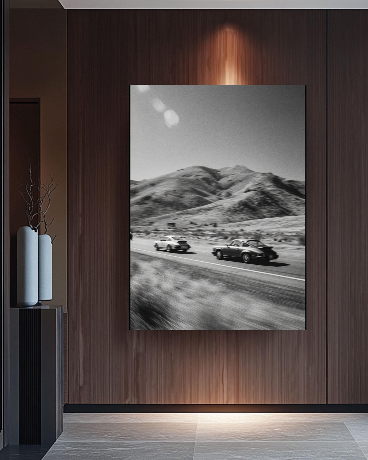 Vintage Porsche Race Canvas Print | Black and White Car Photo Art
