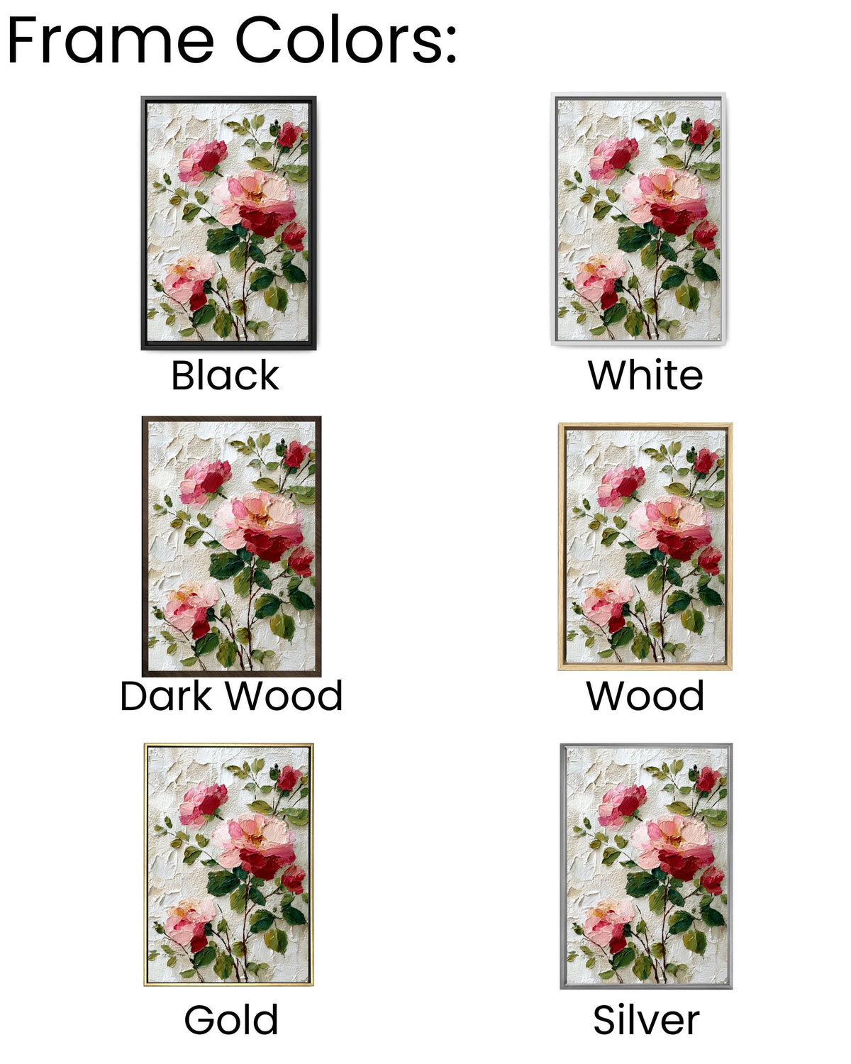Pink Rose Canvas Art: Textured Impasto Floral Print