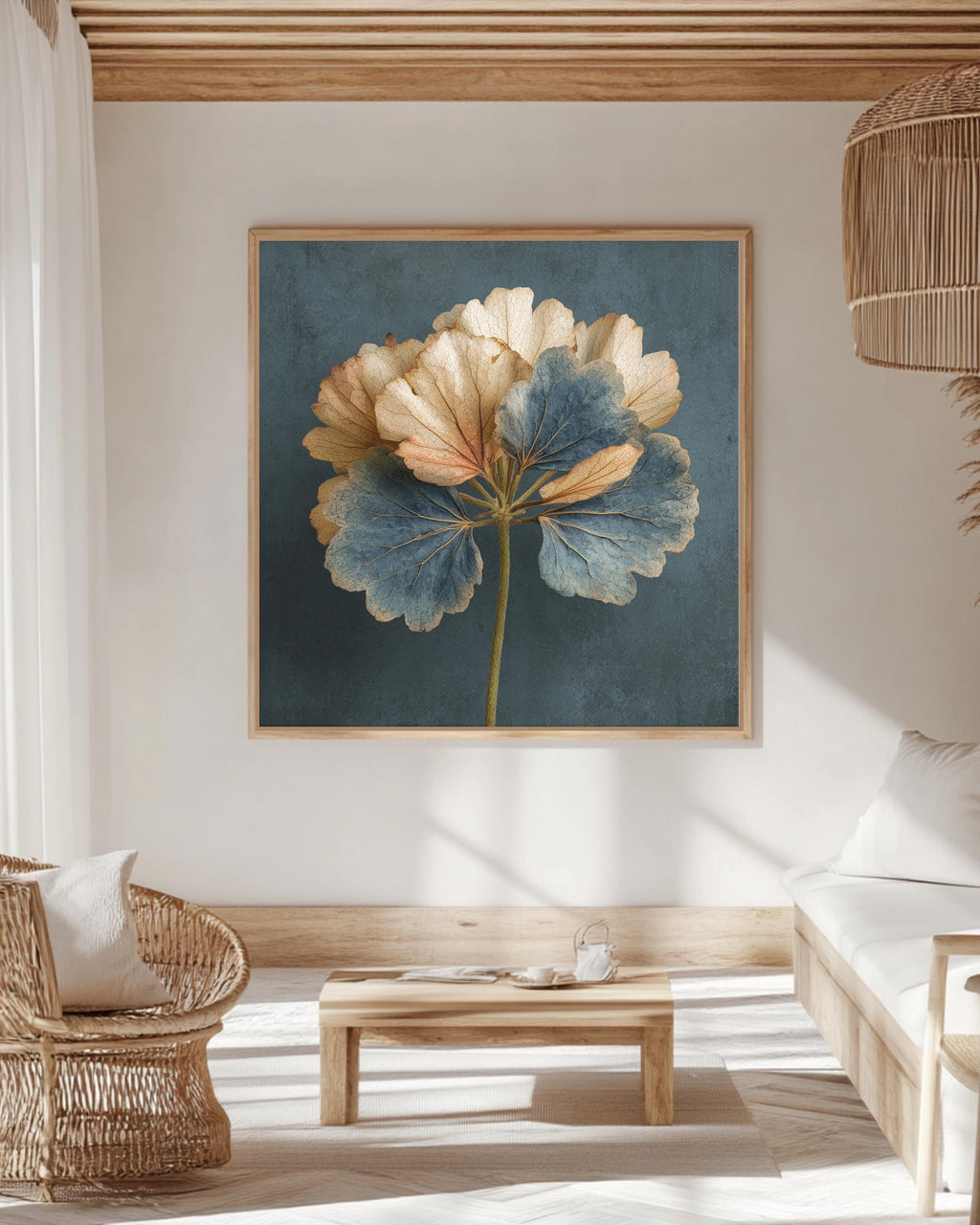 Minimalist Gold Geranium Leaf Wall Art | Single Pale Leaf on Dark Grey Background | Modern Botanical Print with Muted Colors Poster, Canvas