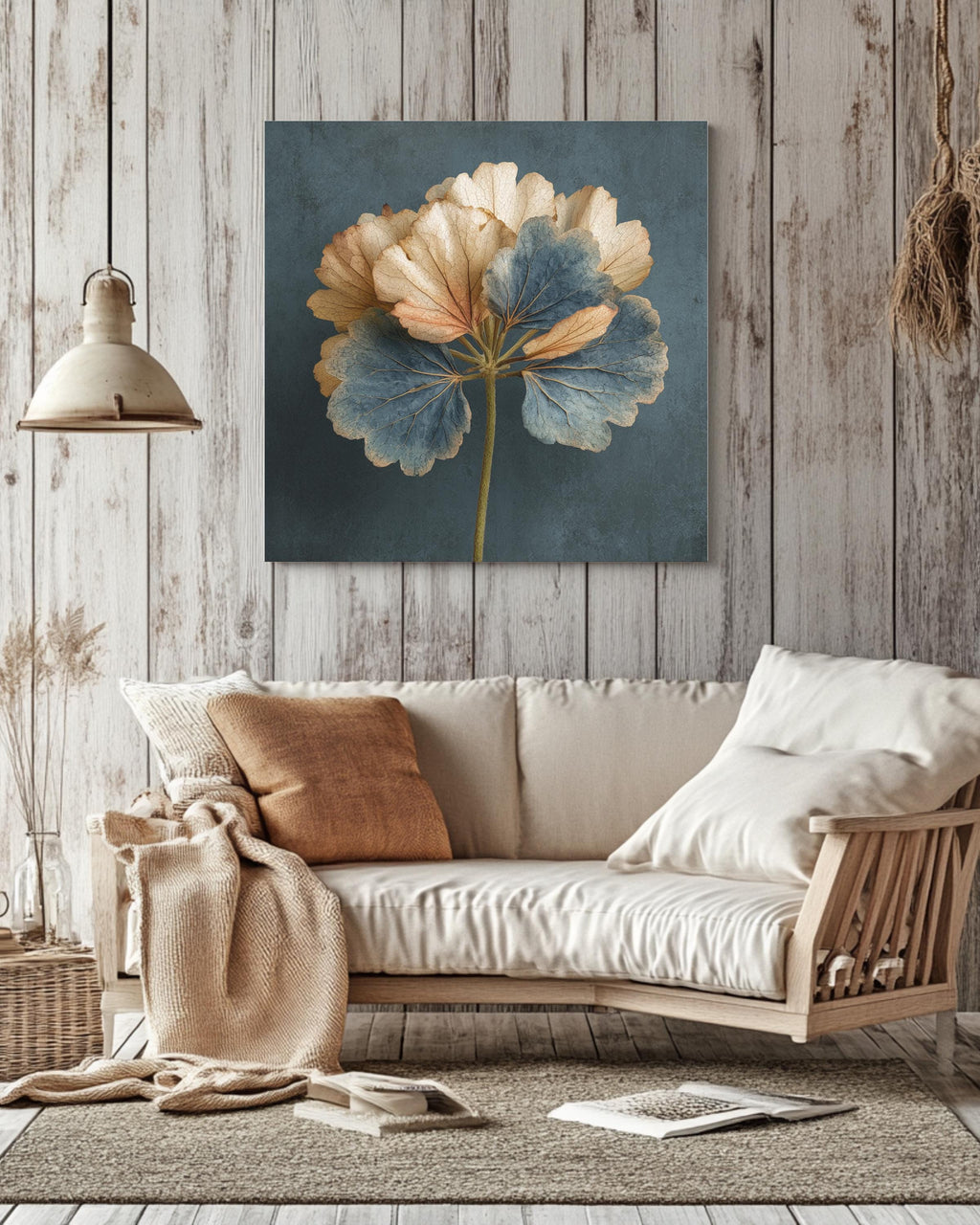 Minimalist Gold Geranium Leaf Wall Art | Single Pale Leaf on Dark Grey Background | Modern Botanical Print with Muted Colors Poster, Canvas