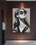 Figurative Woman Sketch Canvas Print, Charcoal Pencil Portrait Art