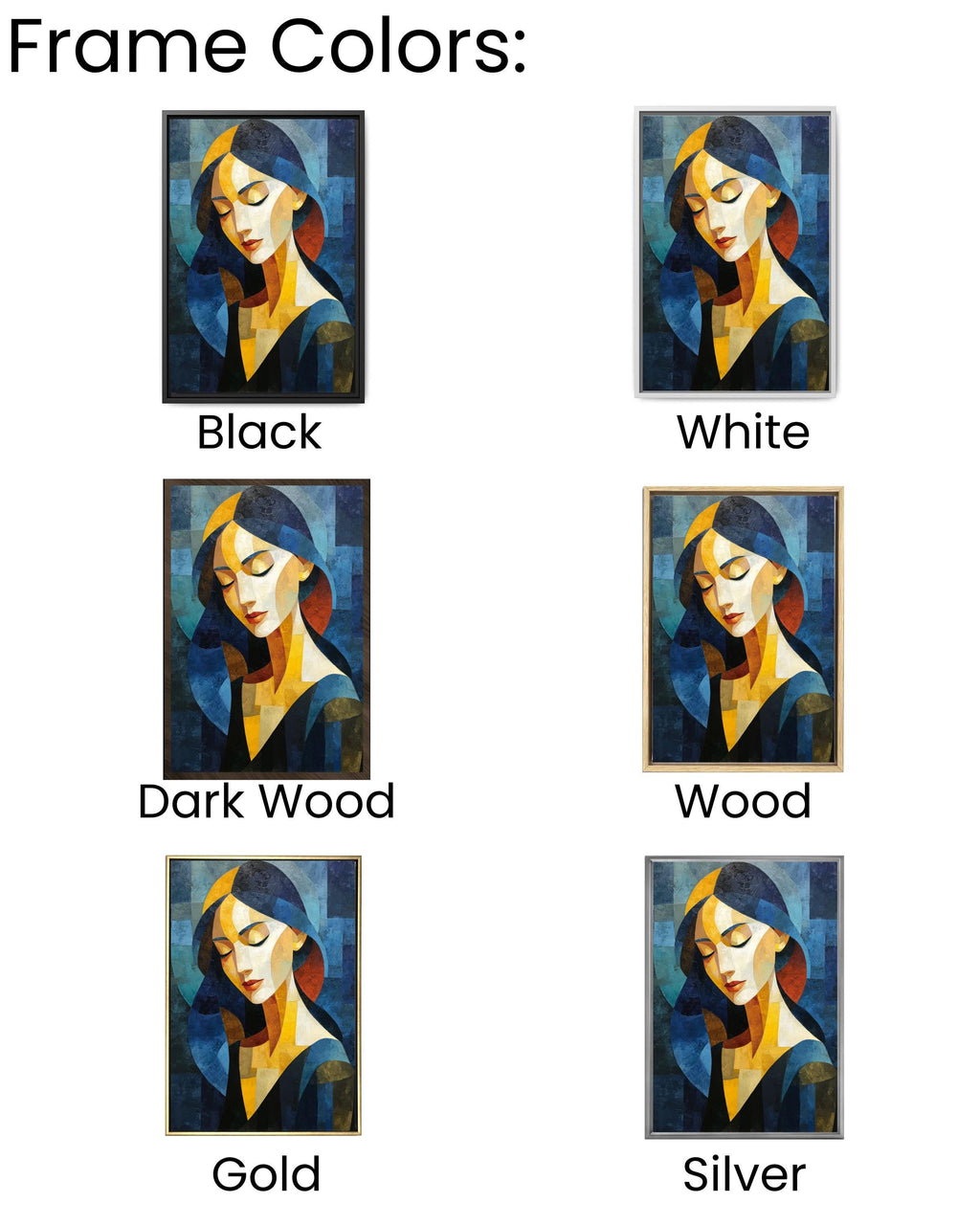 Abstract Cubism Woman Canvas Print, Geometric Figure Portrait