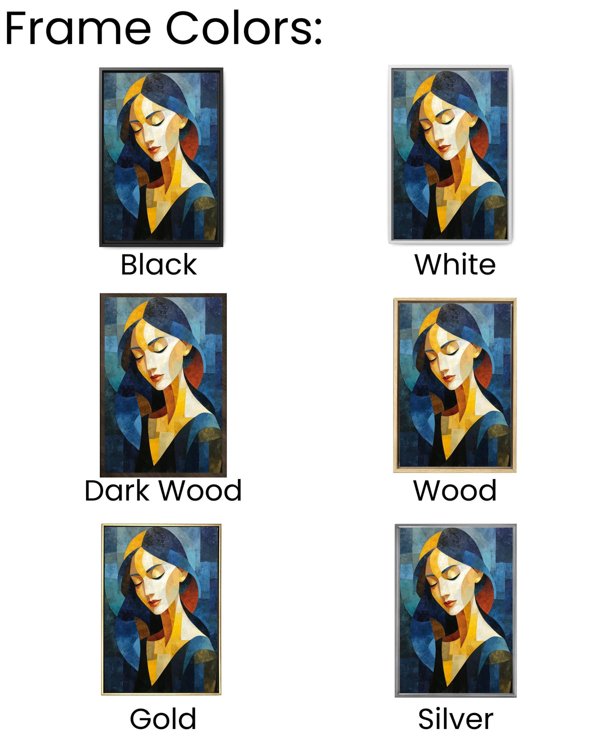 Abstract Cubism Woman Canvas Print, Geometric Figure Portrait