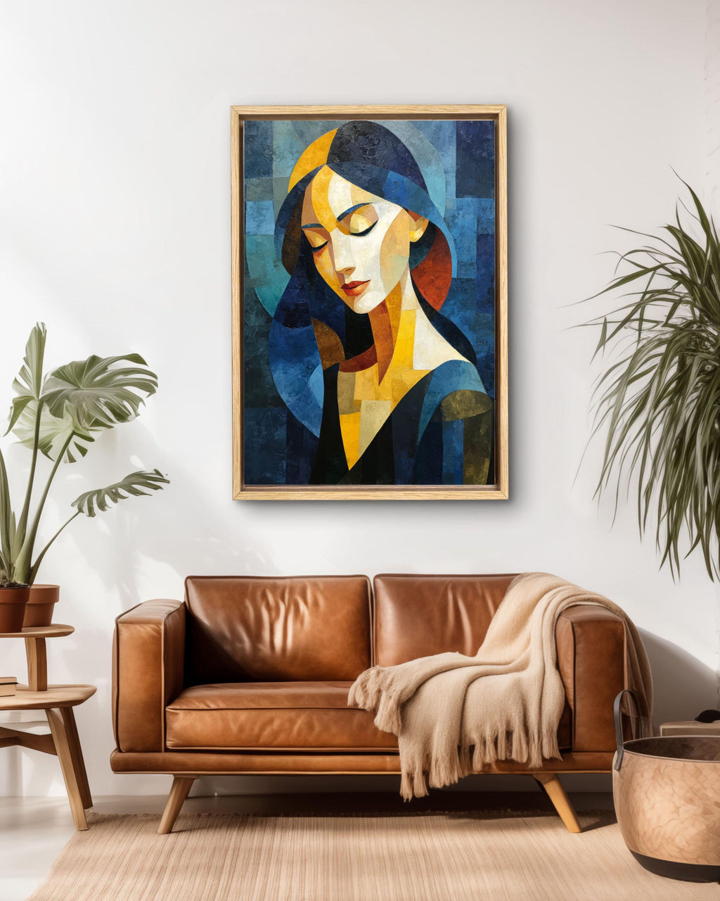 Abstract Cubism Woman Canvas Print, Geometric Figure Portrait