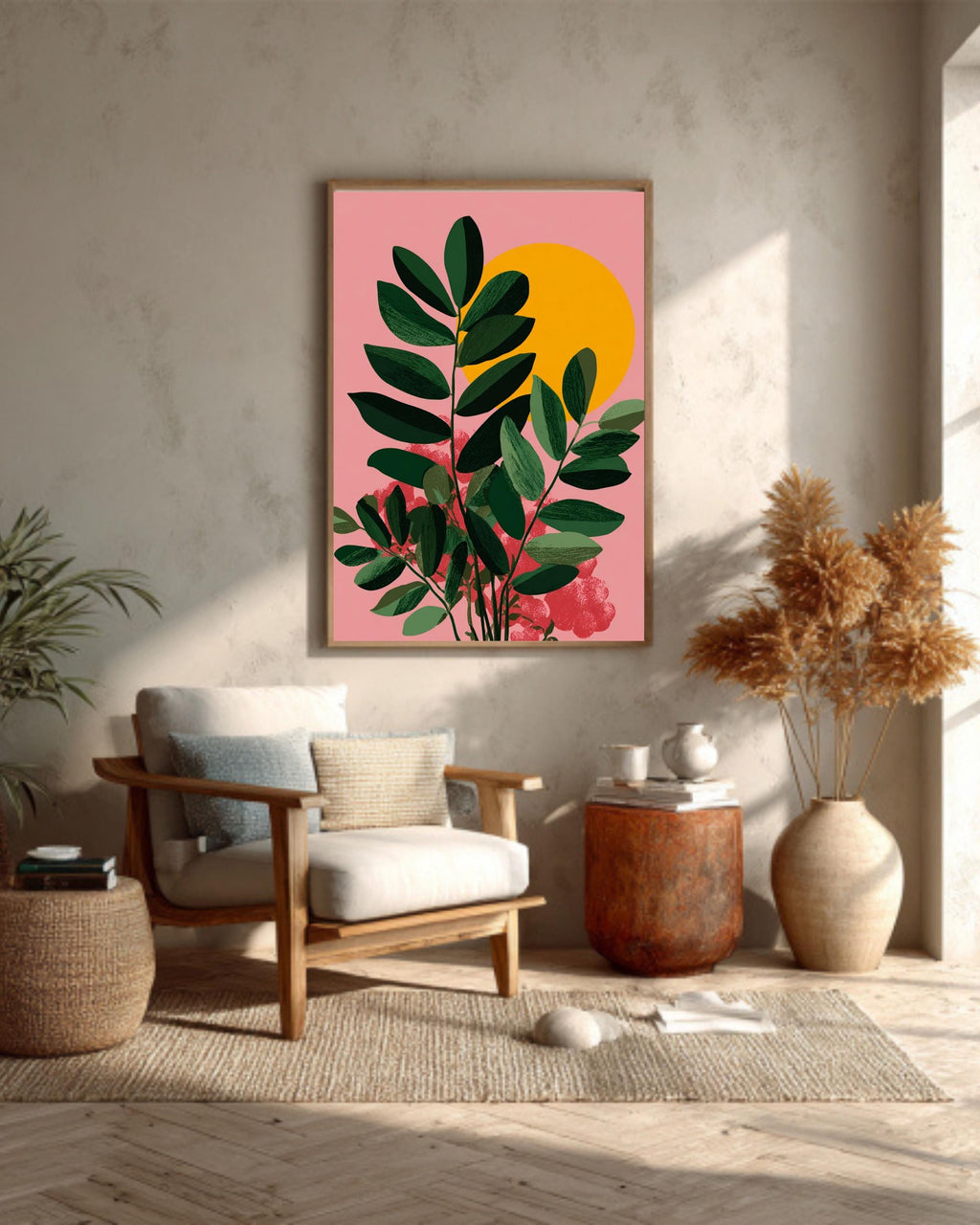 Matisse Style Botanical Canvas Print, Mid-Century Modern Plant Art