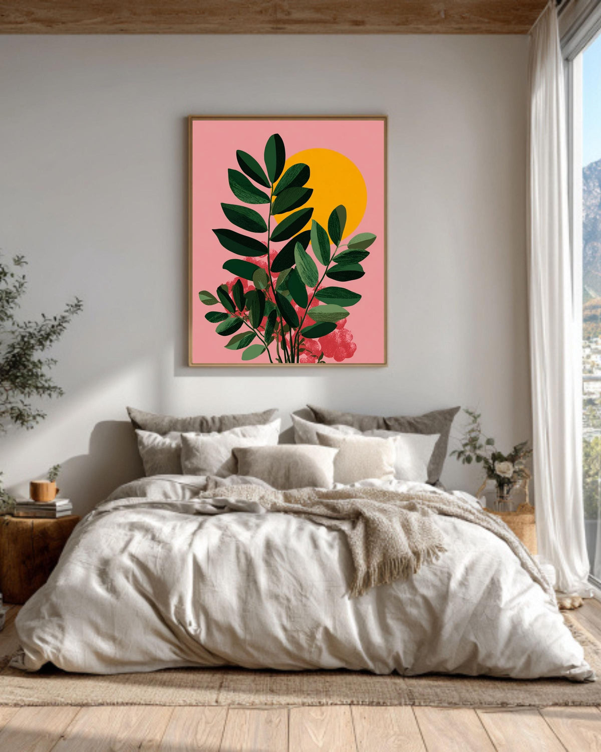 Matisse Style Botanical Canvas Print, Mid-Century Modern Plant Art