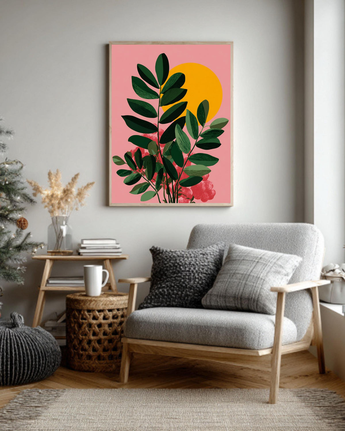 Matisse Style Botanical Canvas Print, Mid-Century Modern Plant Art