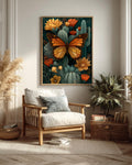 Mexican Folk Art Butterfly Canvas, Desert Botanical Print