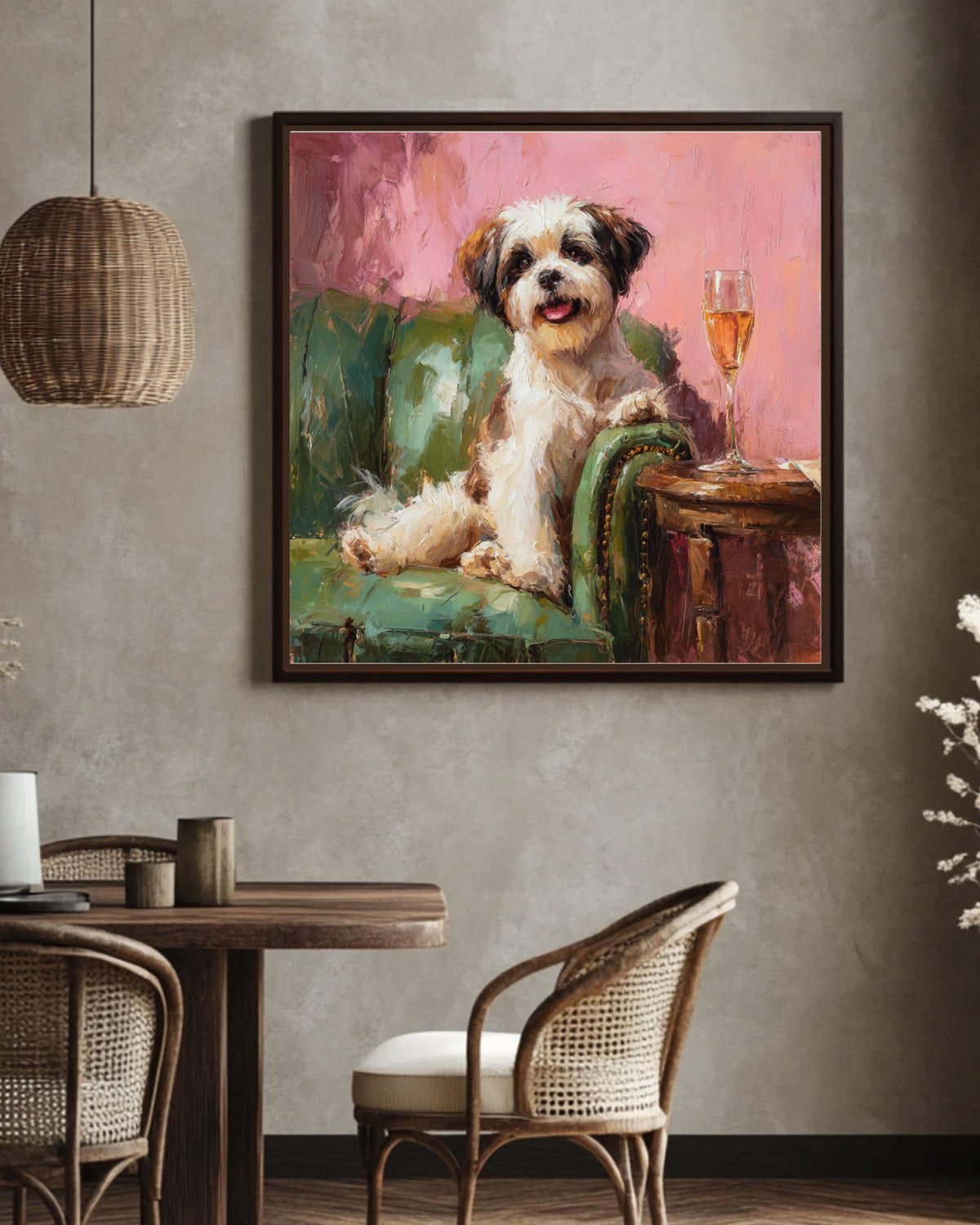 Shih Tzu Dog Portrait, Funny Modern Pet Art Canvas Print