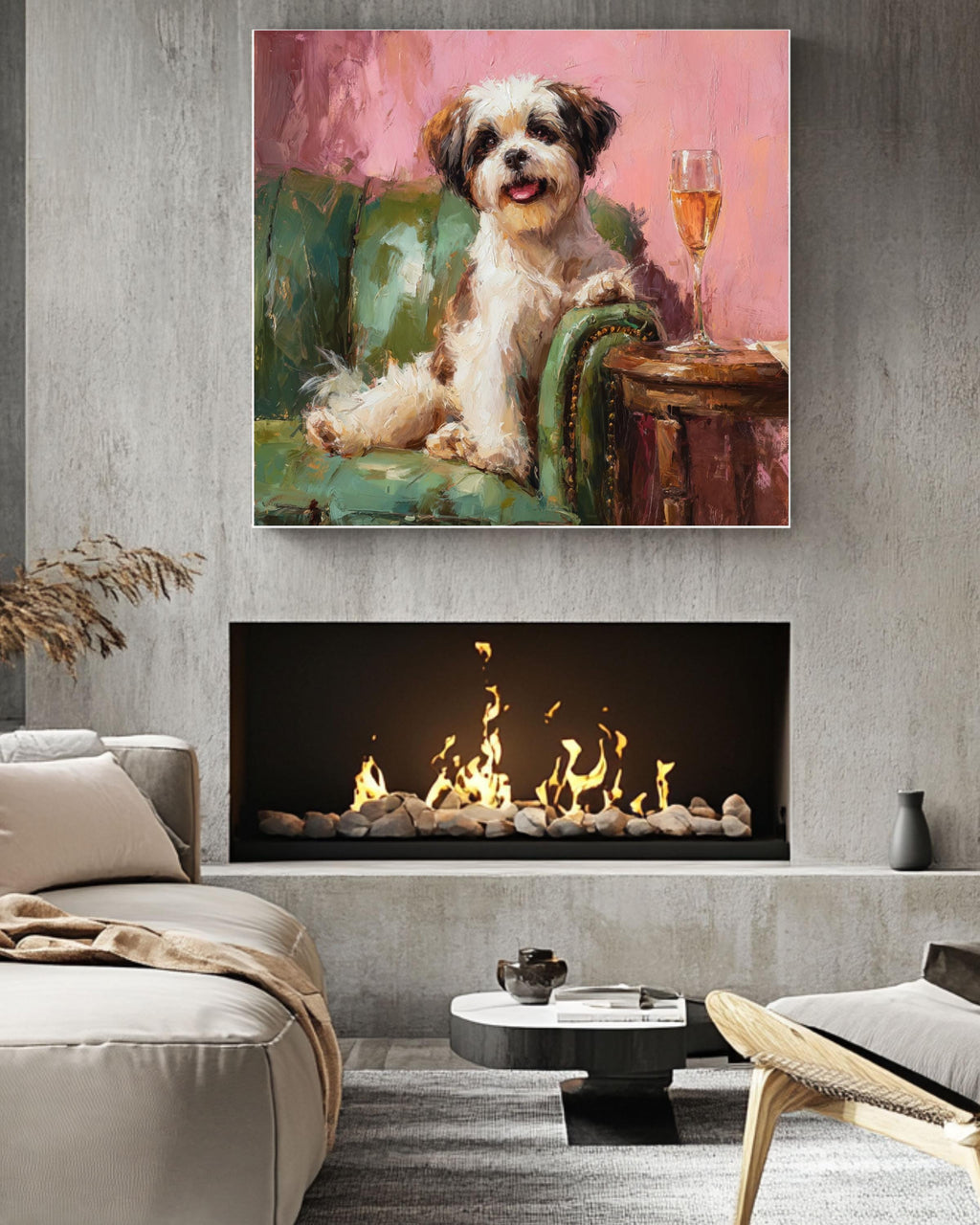 Shih Tzu Dog Portrait, Funny Modern Pet Art Canvas Print