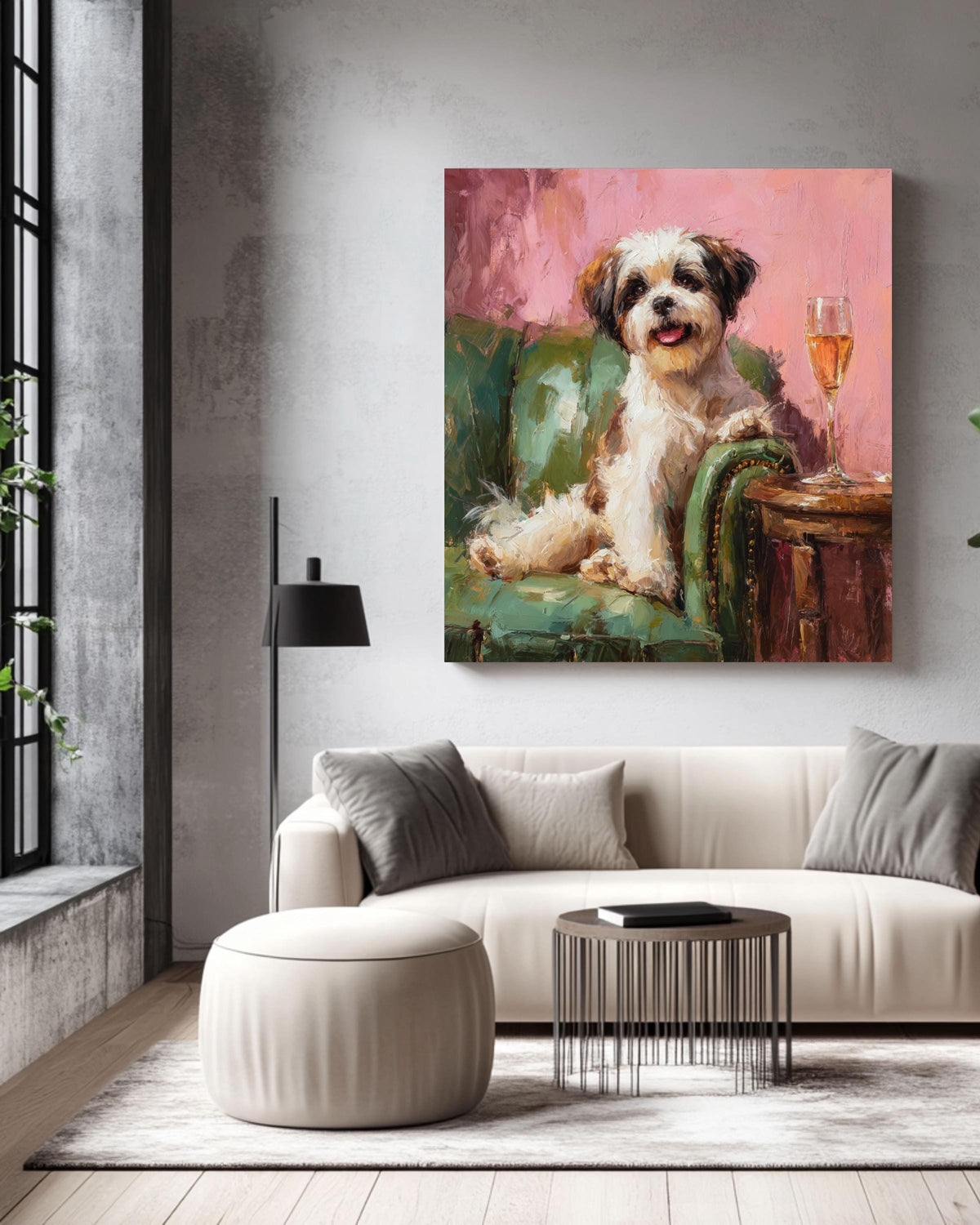 Shih Tzu Dog Portrait, Funny Modern Pet Art Canvas Print