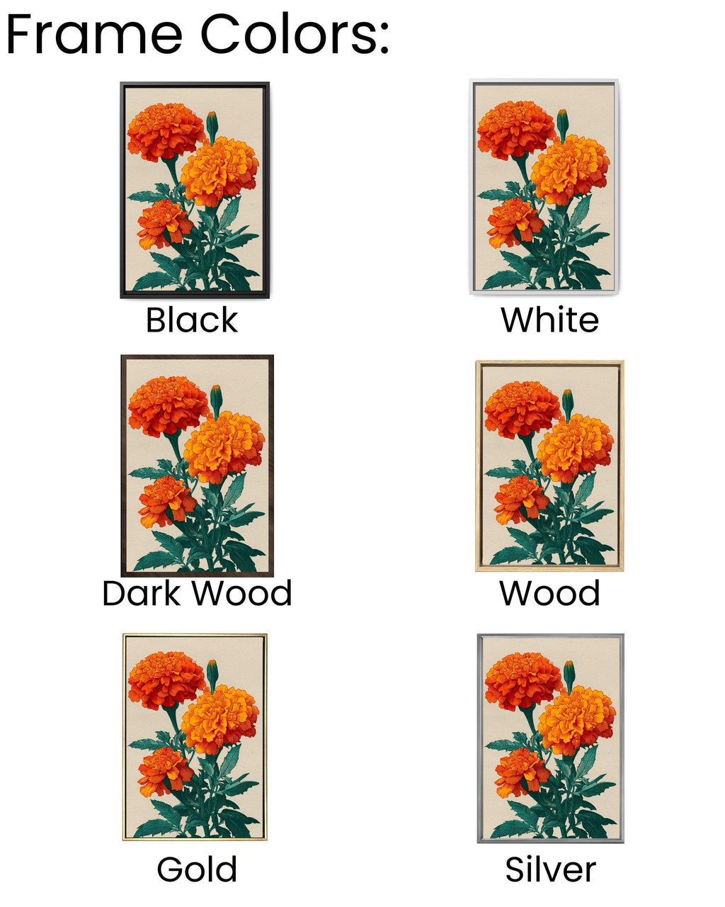 Orange Marigold Canvas Print, Japanese Floral Ukiyo-e Art
