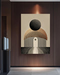 Minimalist Arch Canvas Print, Geometric Black Beige, Boho Wall Decor