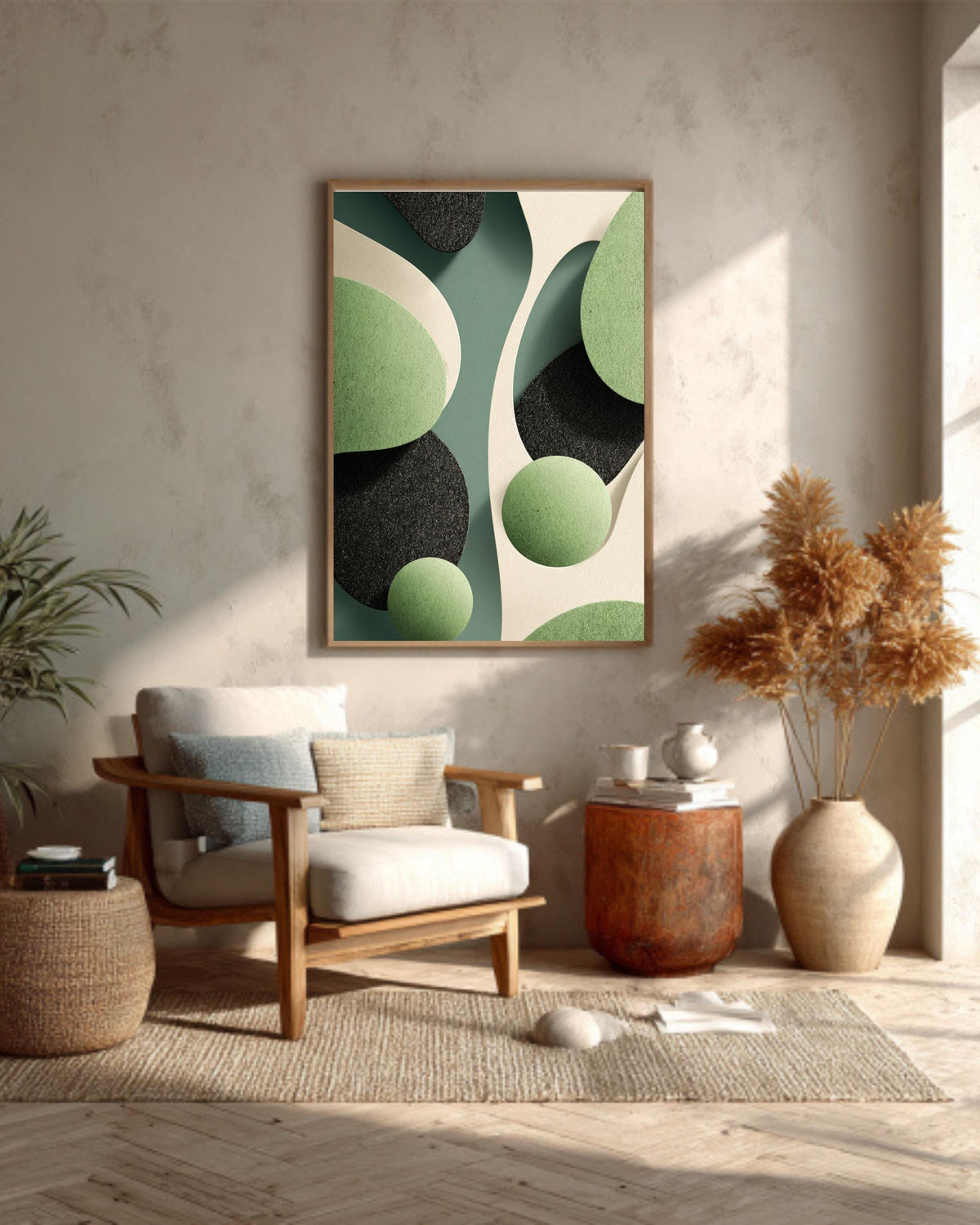 Abstract Organic Shapes Canvas Print, Modern Earth Tone Wall Decor