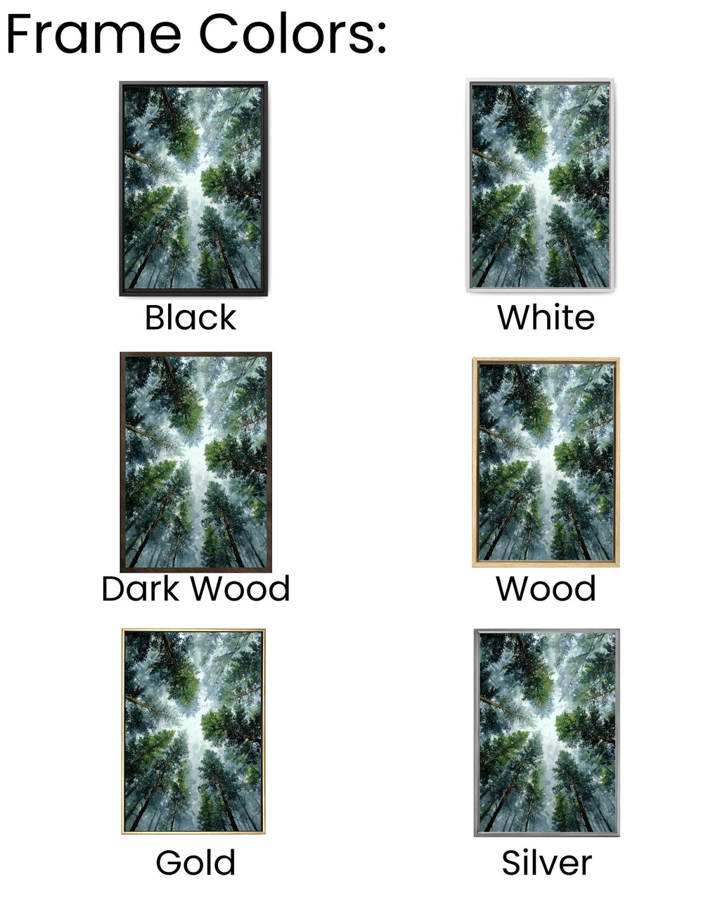 Abstract Forest Canopy Watercolor Print, Moody Pine Tree Canvas
